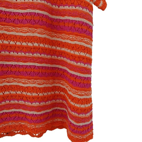 Belle by Kim Gravel Summer Boho Pointelle Stripe Sweater Sz 3X Orange Knit - Picture 6 of 15